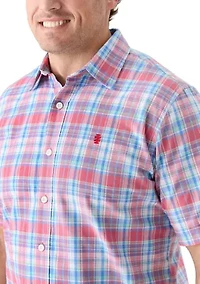 Big & Tall Short Sleeve Madras Plaid Shirt