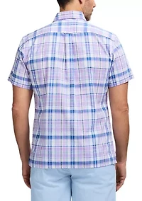 Short Sleeve Madras Plaid Button Down Shirt