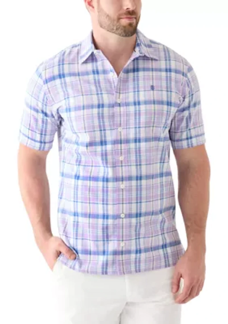 Big & Tall Short Sleeve Madras Plaid Woven Shirt