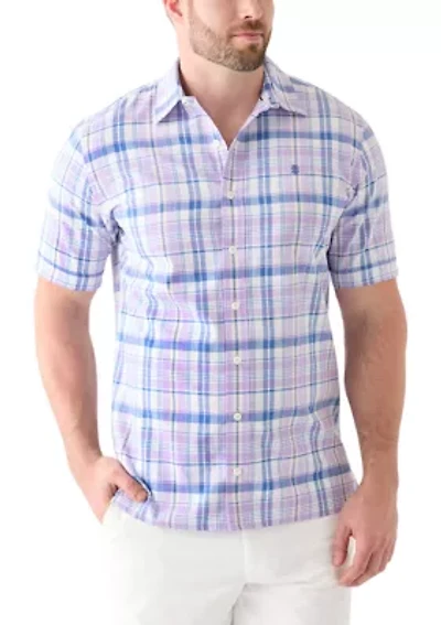 Big & Tall Short Sleeve Madras Plaid Woven Shirt
