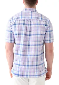 Big & Tall Short Sleeve Madras Plaid Woven Shirt