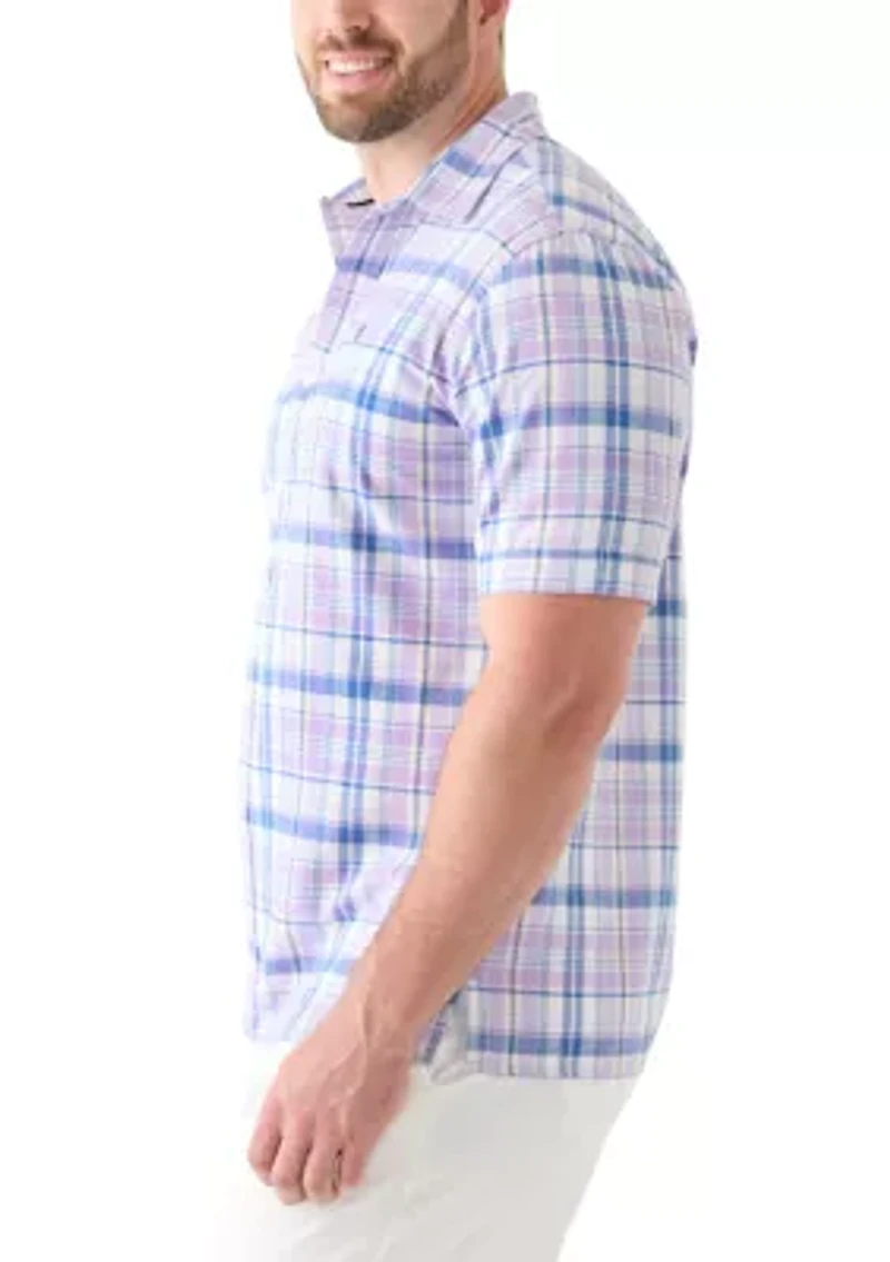 Big & Tall Short Sleeve Madras Plaid Woven Shirt