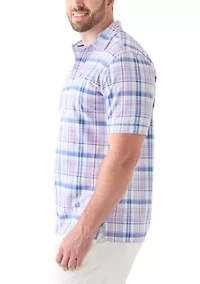 Big & Tall Short Sleeve Madras Plaid Woven Shirt