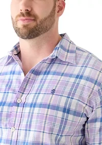 Big & Tall Short Sleeve Madras Plaid Woven Shirt