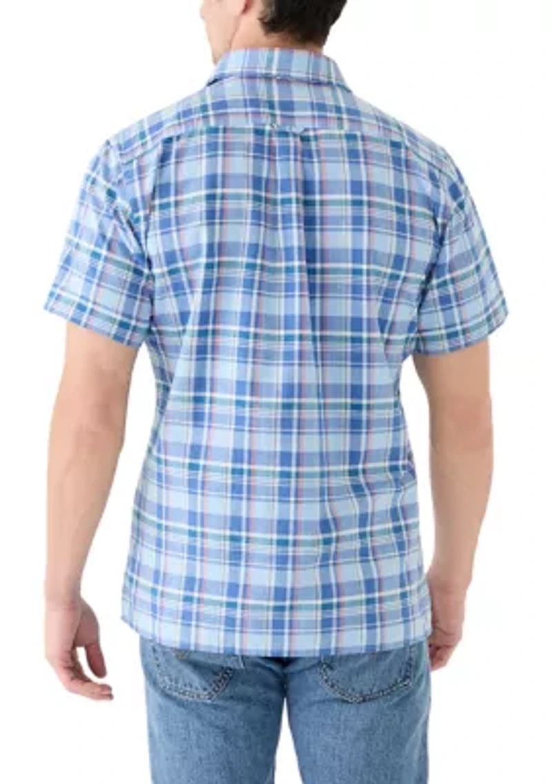 Short Sleeve Madras Plaid Linen Shirt