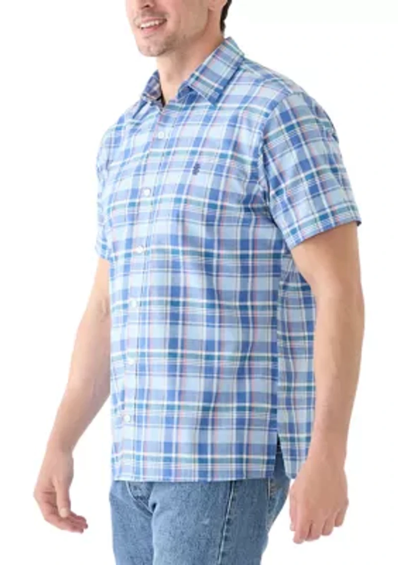 Short Sleeve Madras Plaid Linen Shirt