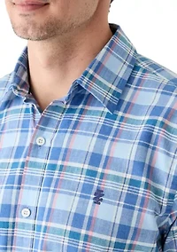 Short Sleeve Madras Plaid Linen Shirt