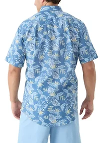 Big & Tall Short Sleeves Dockside Chambray Printed Polo Shirt