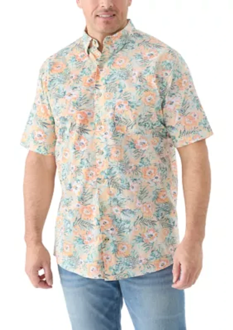 Big & Tall Dockside Chambray Floral Print Woven Shirt