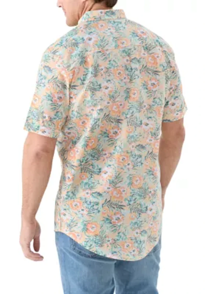 Big & Tall Dockside Chambray Floral Print Woven Shirt