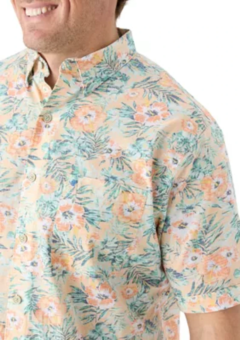 Big & Tall Dockside Chambray Floral Print Woven Shirt