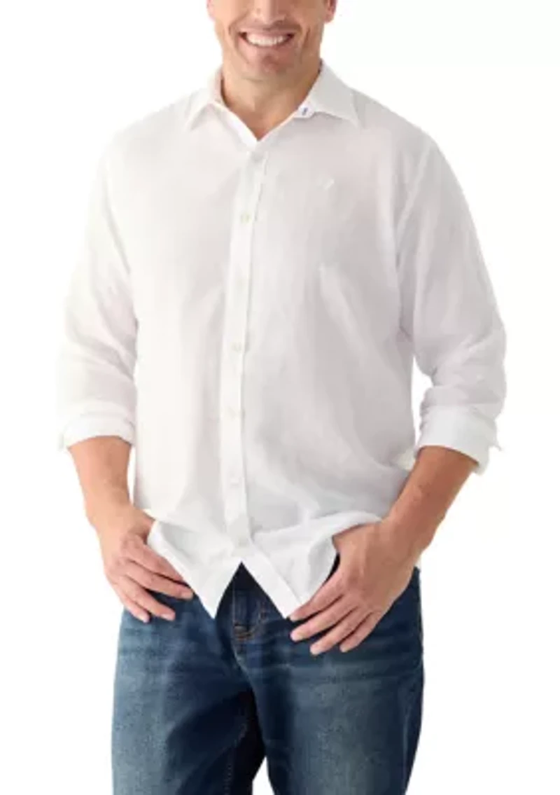 Big & Tall Long Sleeve Luxury Classic Solid Linen Shirt