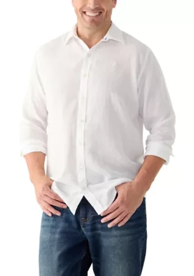 Big & Tall Long Sleeve Luxury Classic Solid Linen Shirt