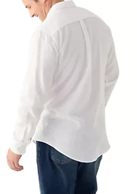 Big & Tall Long Sleeve Luxury Classic Solid Linen Shirt