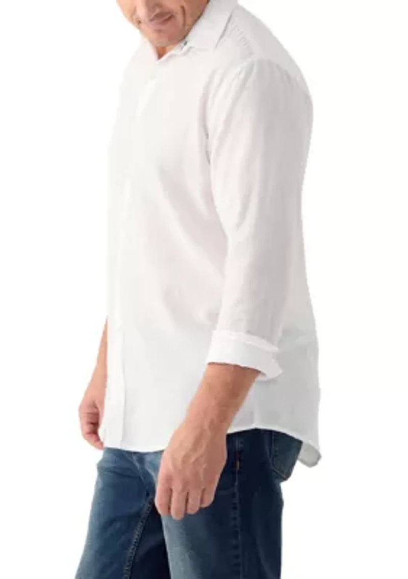 Big & Tall Long Sleeve Luxury Classic Solid Linen Shirt
