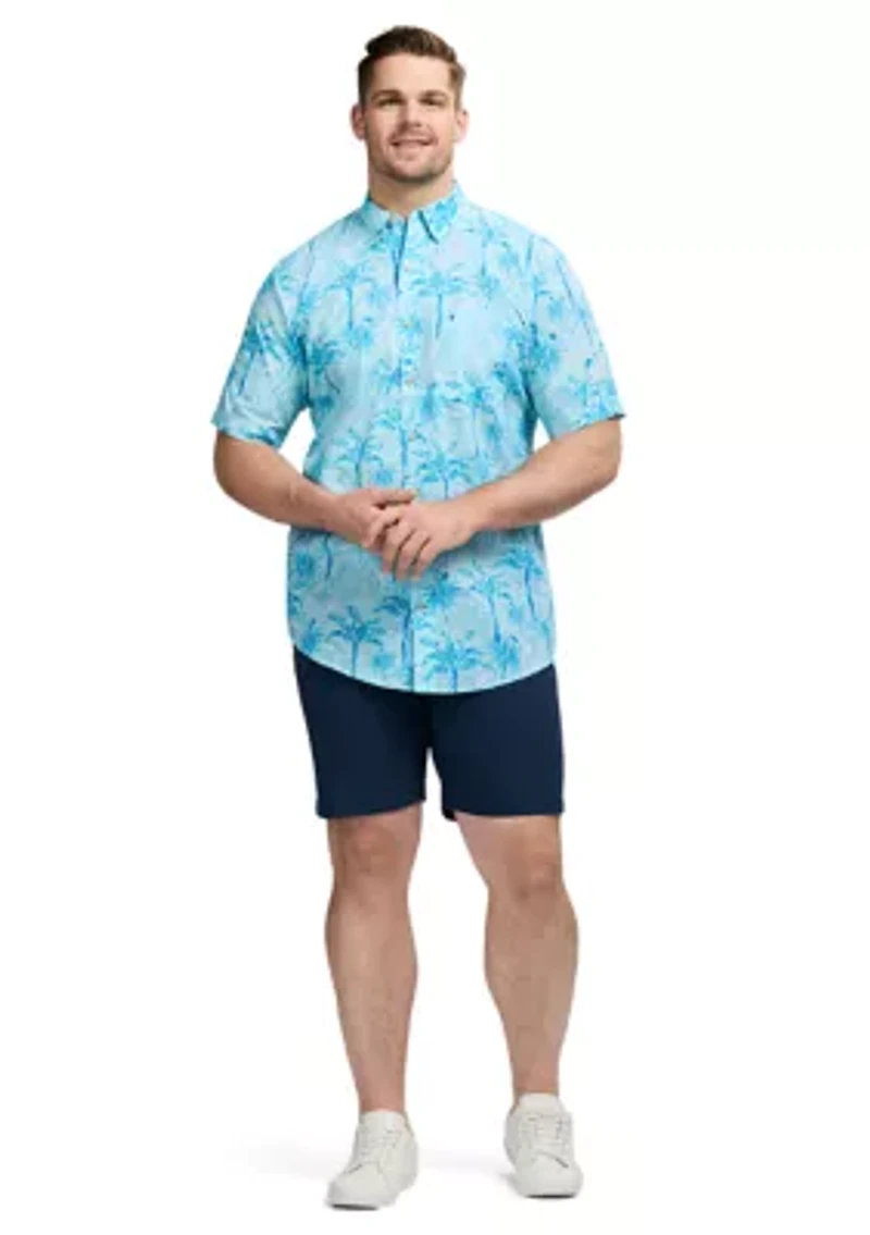 Big & Tall Short Sleeve Dockside Chambray Print Shirt
