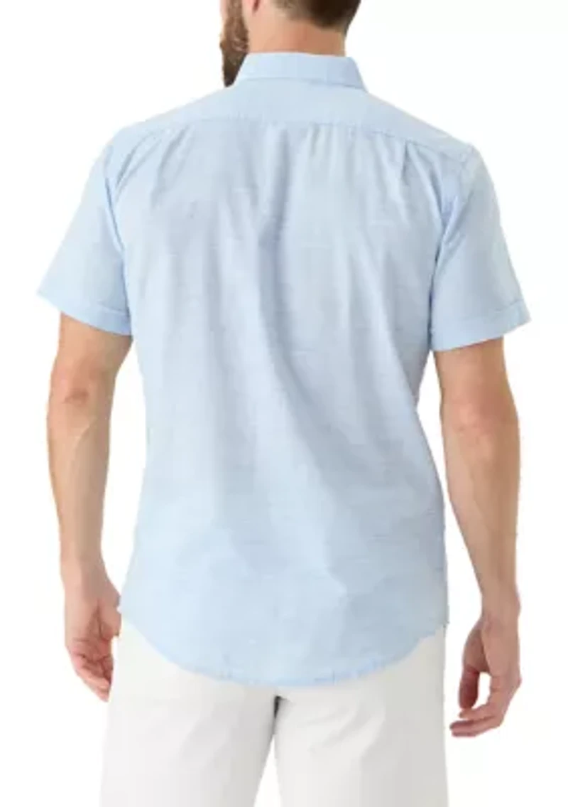 Short Sleeve Dockside Chambray Stripe Button Up Shirt