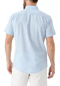 Short Sleeve Dockside Chambray Stripe Button Up Shirt