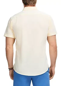 Short Sleeve Dockside Chambray Stripe Button Up Shirt