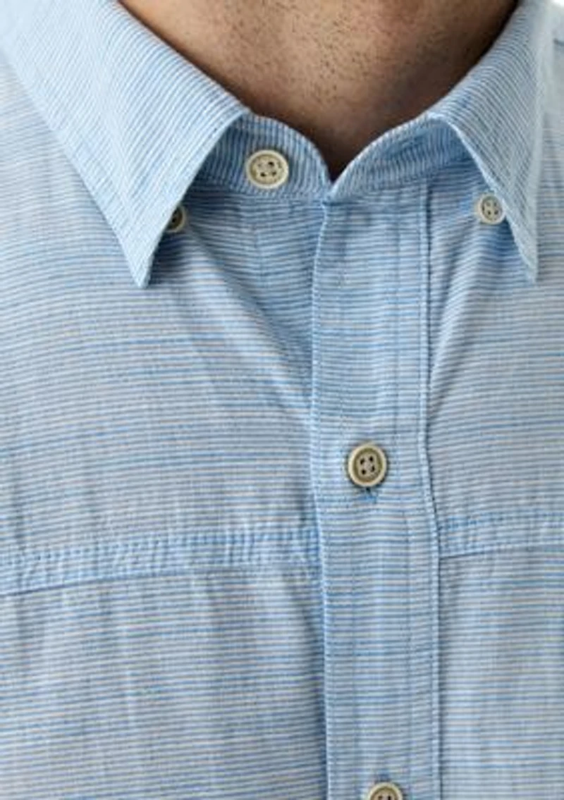Short Sleeve Dockside Chambray Stripe Button Up Shirt