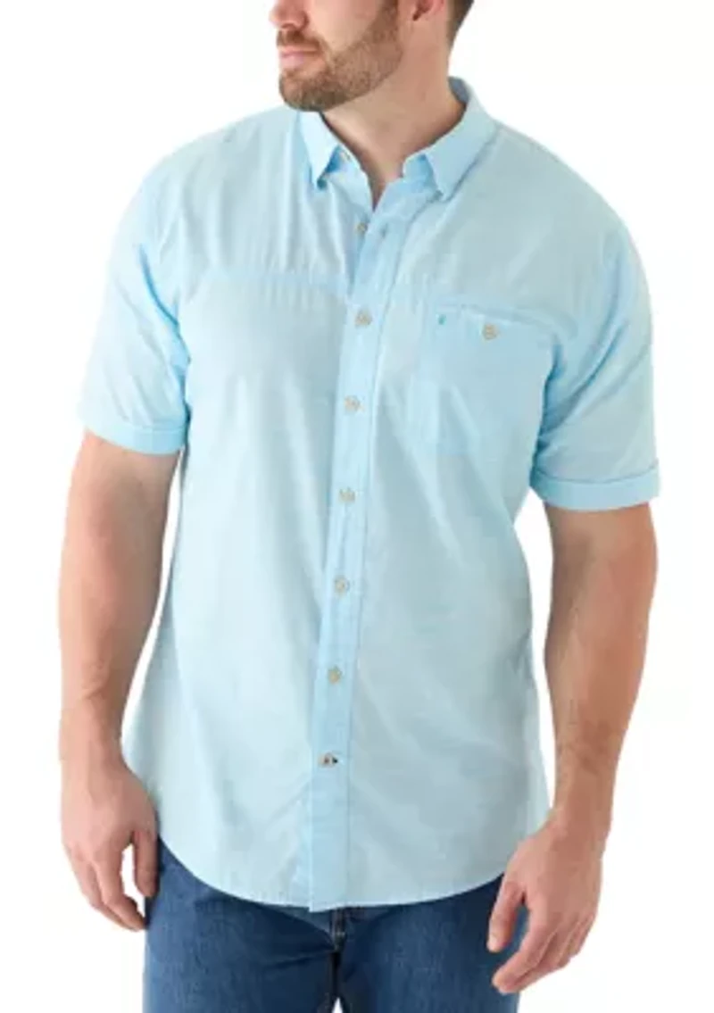 Big & Tall Short Sleeve Dockside Chambray Stripe Shirt​