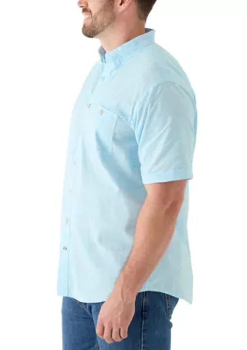 Big & Tall Short Sleeve Dockside Chambray Stripe Shirt​