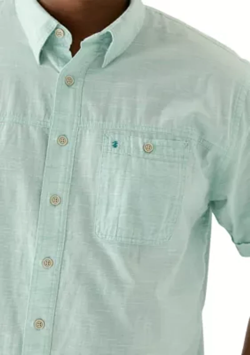 Big & Tall Short Sleeve Dockside Chambray Stripe Shirt​