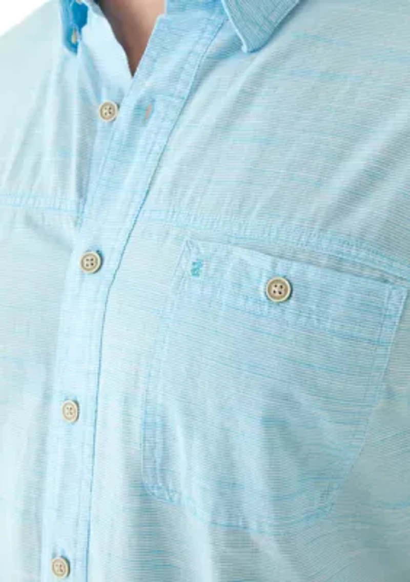 Big & Tall Short Sleeve Dockside Chambray Stripe Shirt​