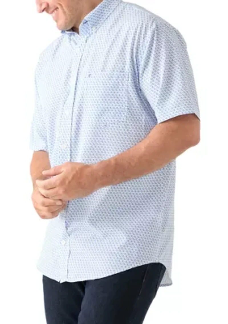 Big & Tall Short Sleeve Breeze Waves Print Woven Shirt