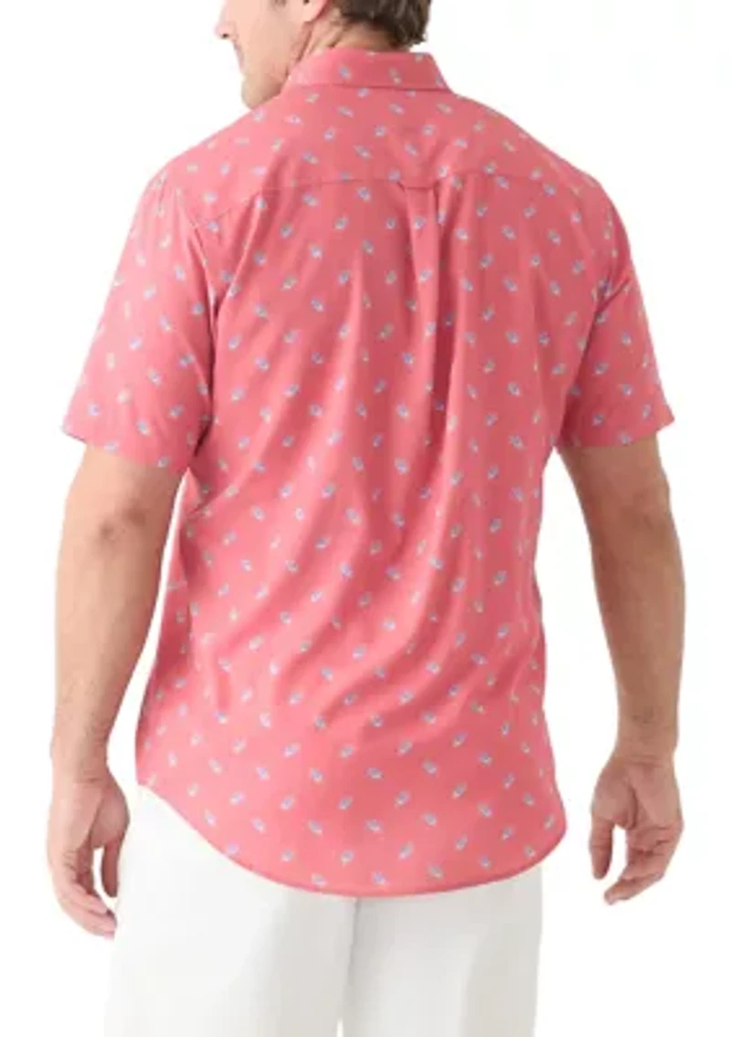 Big & Tall Short Sleeve Printed Button Up Shirt