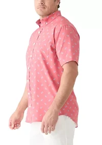 Big & Tall Short Sleeve Printed Button Up Shirt