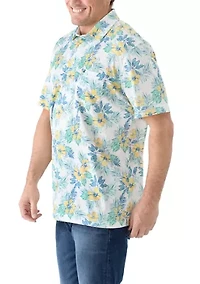 Big & Tall Sunshield Floral Printed Polo Shirt