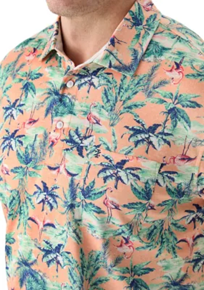 Big & Tall Flamingo Printed Polo Shirt