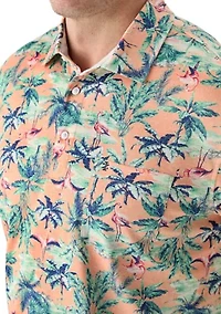 Big & Tall Flamingo Printed Polo Shirt