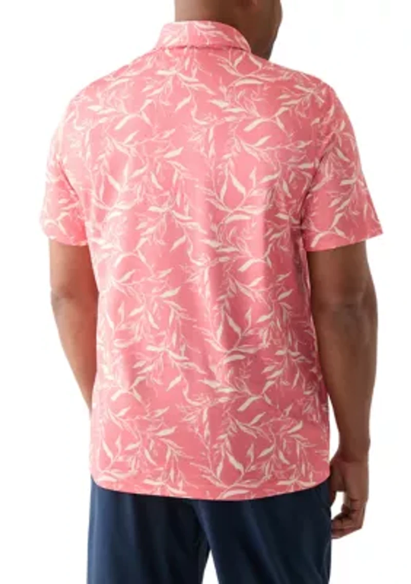 Big & Tall Sunshield Leaf Printed Polo Shirt
