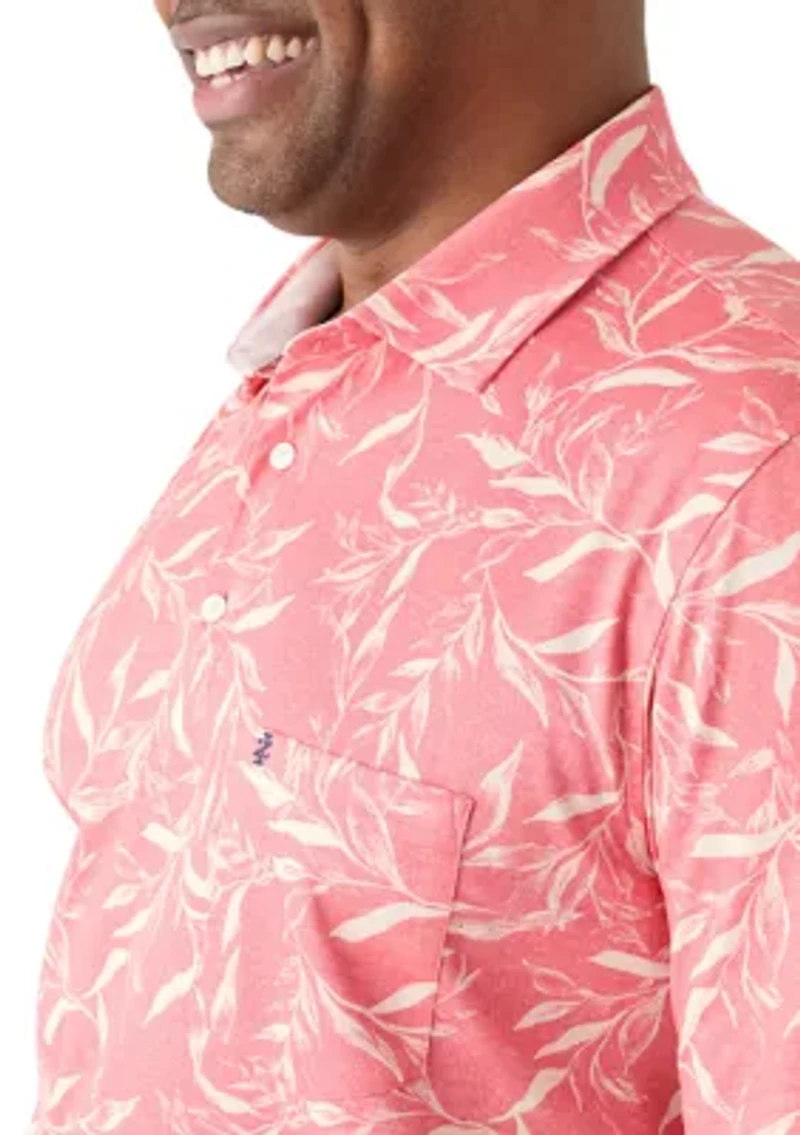 Big & Tall Sunshield Leaf Printed Polo Shirt