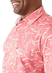 Big & Tall Sunshield Leaf Printed Polo Shirt