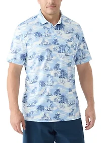 Big & Tall Sunshield Scenic Printed Polo Shirt