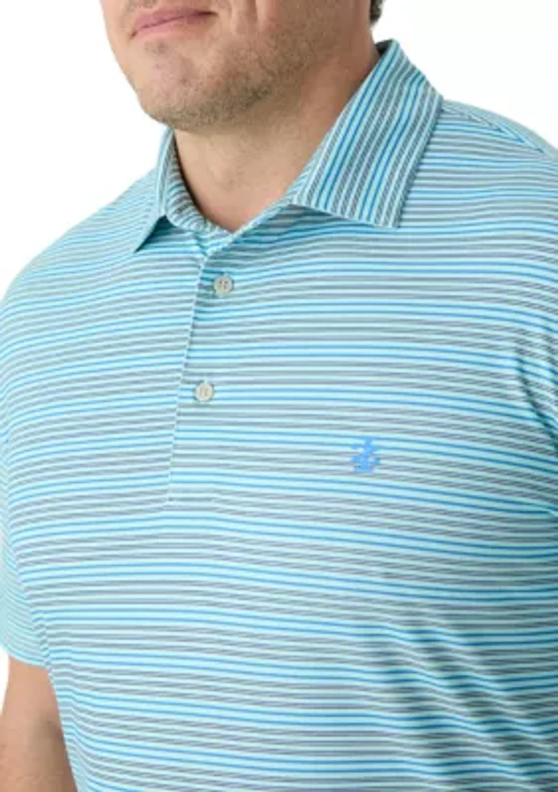 Big & Tall SwingFlex Elite Clubhouse Multi Stripe Polo Shirt