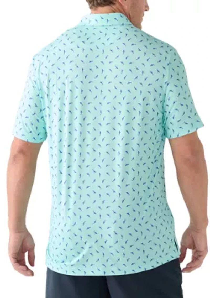 Big & Tall Swimming Sharks Printed Polo Shirt