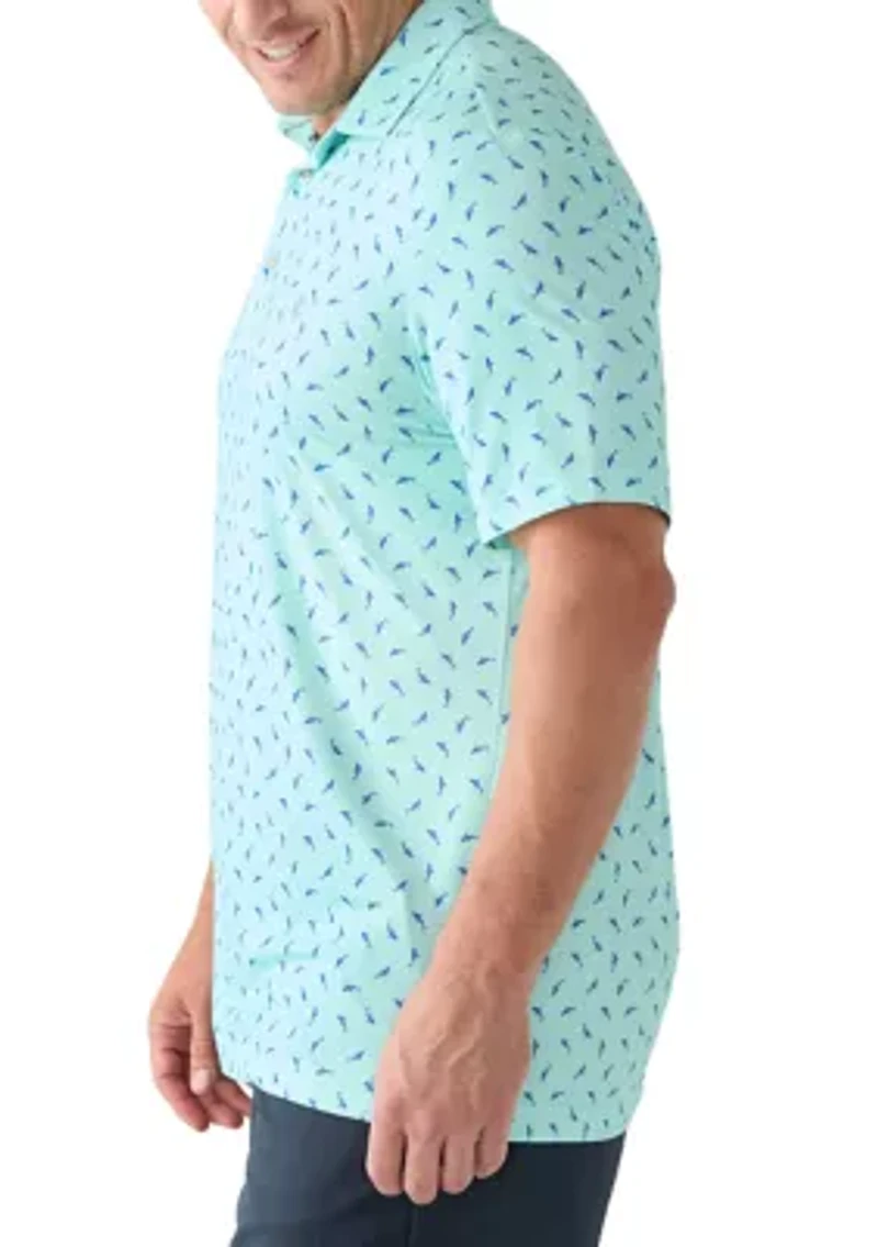 Big & Tall Swimming Sharks Printed Polo Shirt