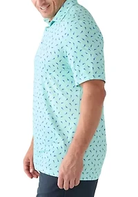 Big & Tall Swimming Sharks Printed Polo Shirt