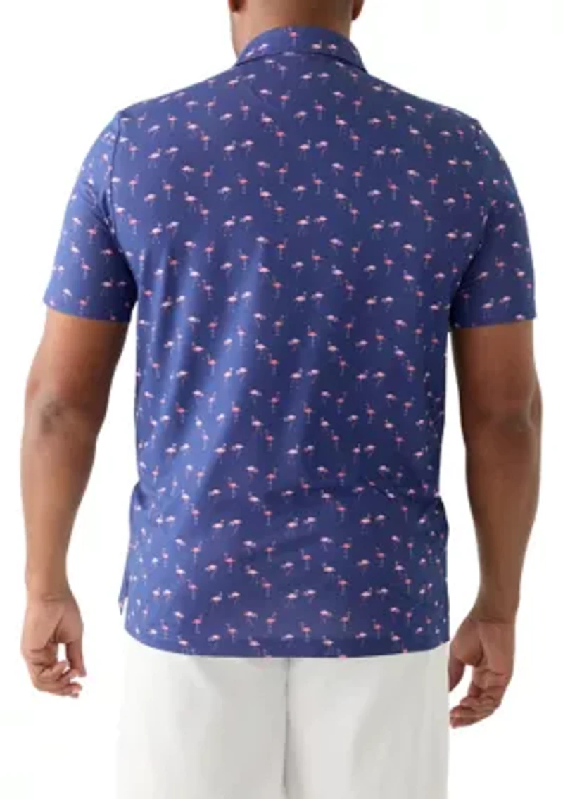 Big & Tall Flamingo Printed Polo Shirt