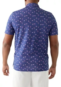 Big & Tall Flamingo Printed Polo Shirt