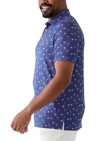 Big & Tall Flamingo Printed Polo Shirt