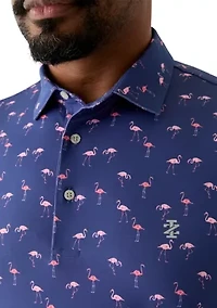 Big & Tall Flamingo Printed Polo Shirt