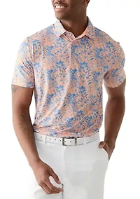 Short Sleeve Floral Print Polo Shirt