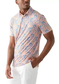Short Sleeve Floral Print Polo Shirt