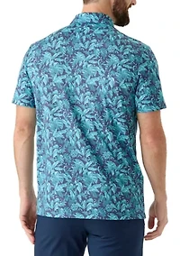 Short Sleeve Tropical Print Polo Shirt