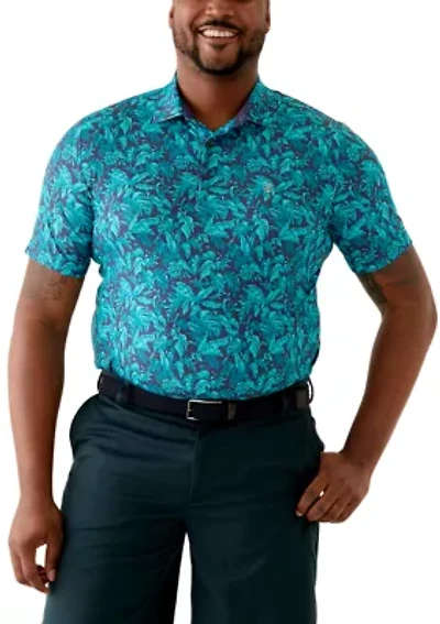 Big & Tall Jungle Blues Printed Polo Shirt